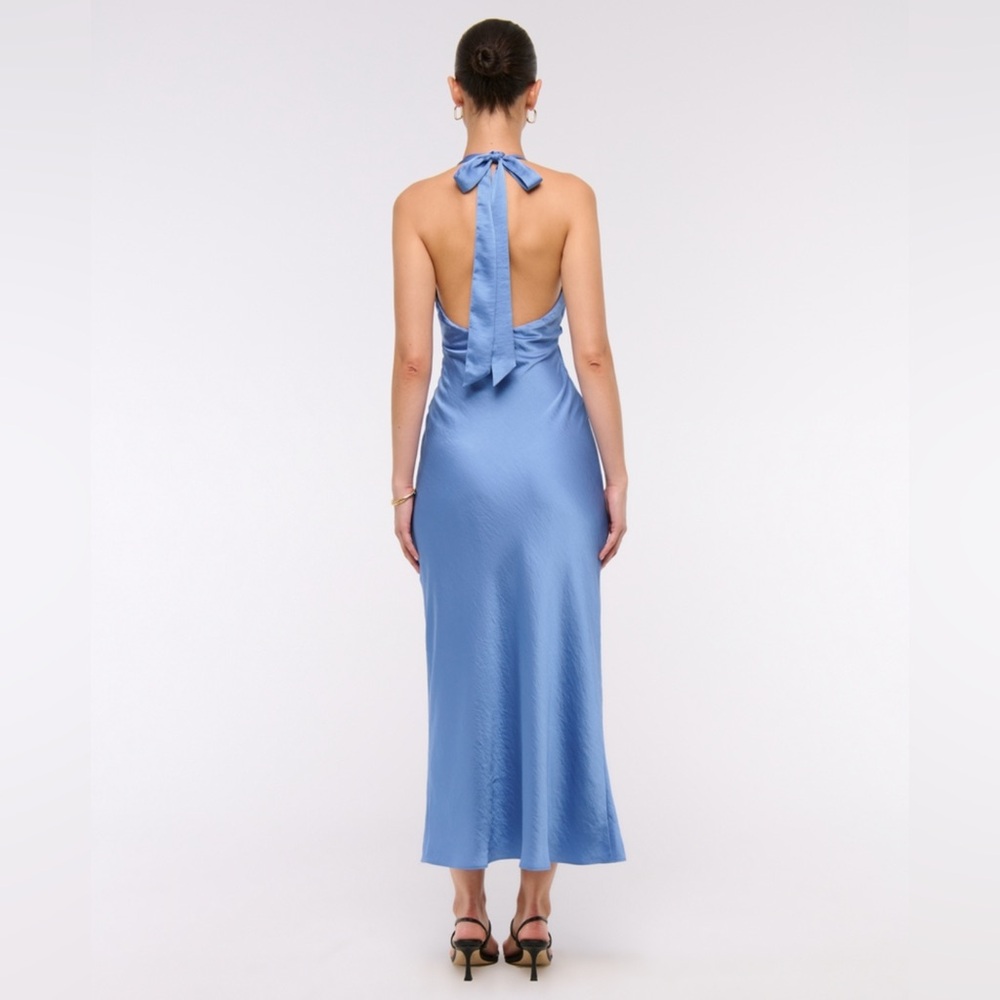 Abercrombie The A&F Julia Slip Halter Maxi Dress Marine Blue 
Medium petite - Picture 4 of 4
